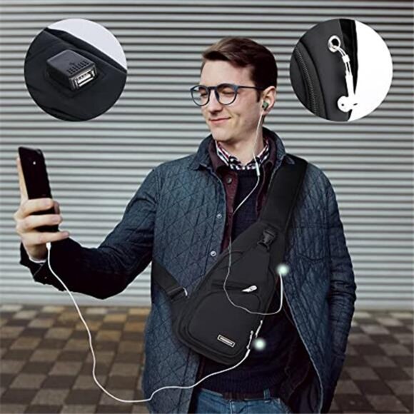 Waterproof Sling Bag Crossbody Backpack for Men Women Sling Backpack Hiking - Picture 4 of 6